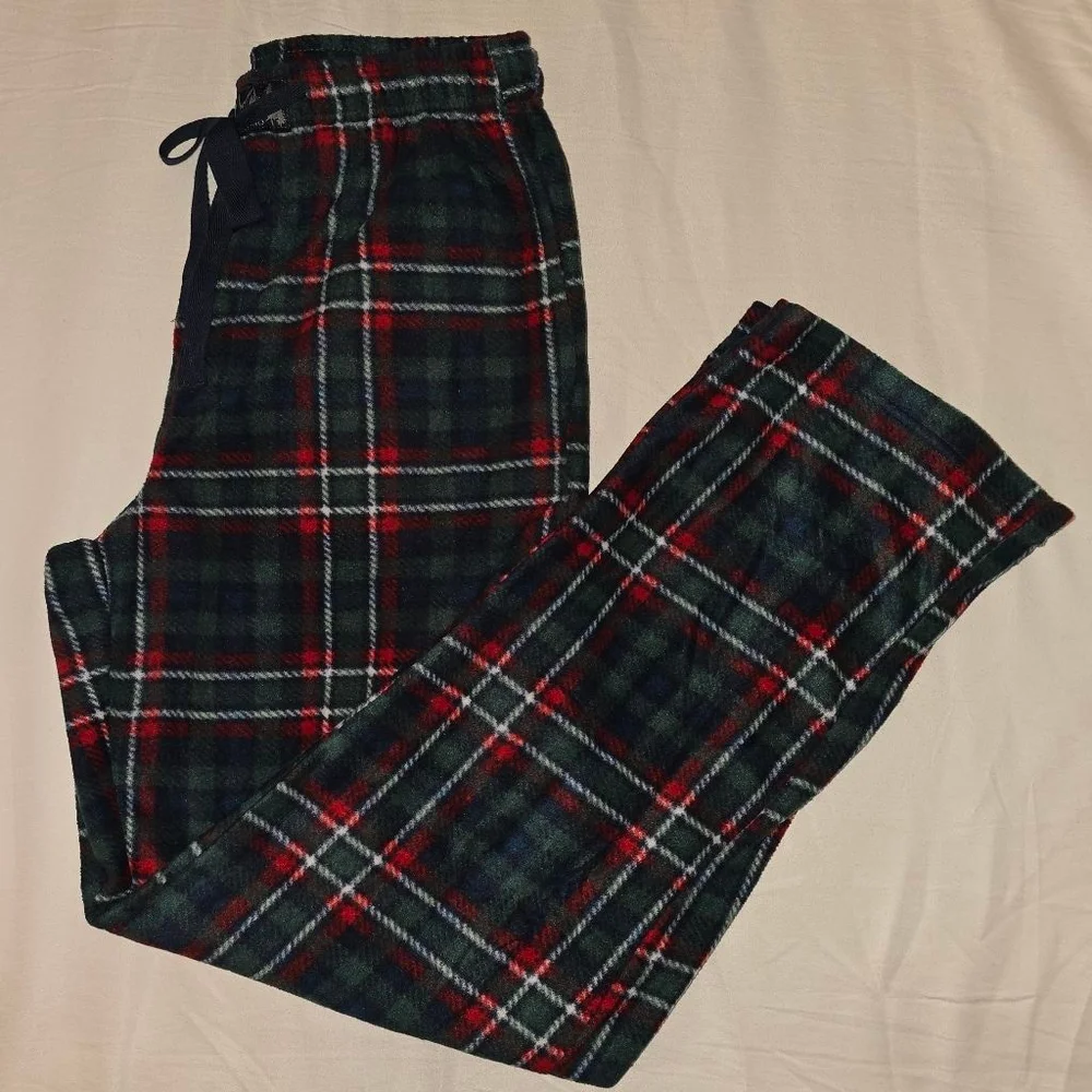 Men's Lucky Brand Plaid Fleece Sleep Pants S Green Red